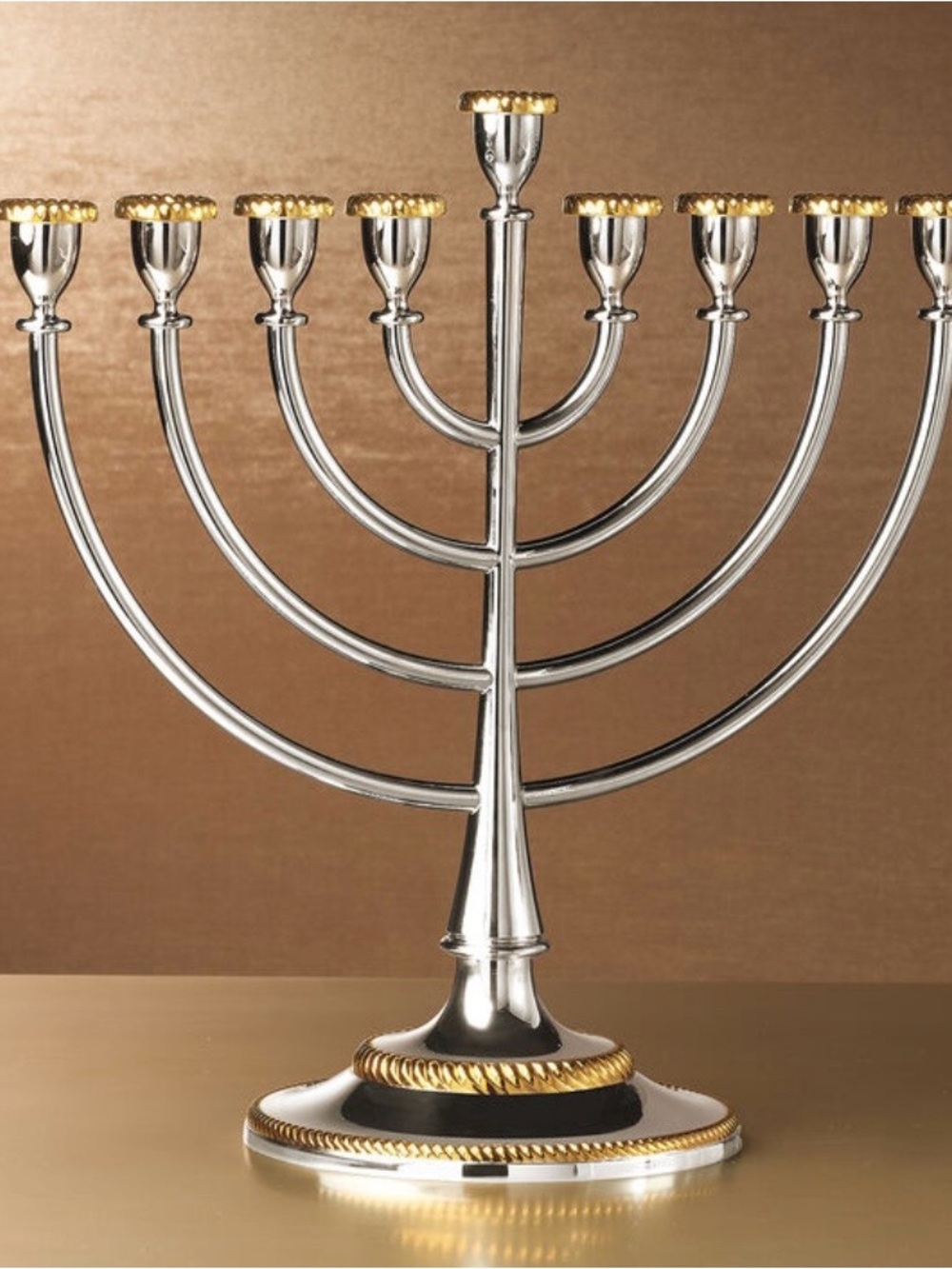Reed & Barton "Roseland" two-tone Menorah Judaica Decorative Tabletop
